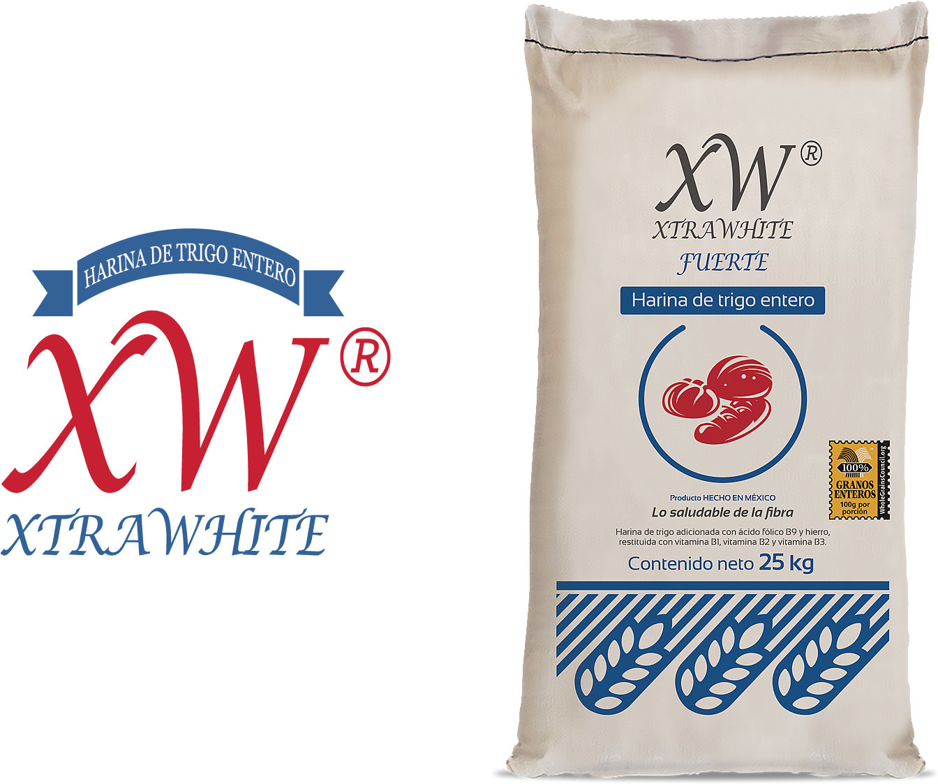 XtraWhite es nuestra harina multiusos 100% de trigo entero.